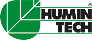 Das Logo der Firma Humintech, bestehend aus einem Grünen 2D Blatt und dem Schriftzug Humintech rechts daneben